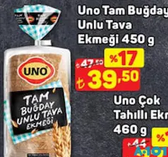 UNO TAM BUĞDAY UNLU TAVA EKMEĞİ 450 G UNO TAM BUĞDAY UNLU TAVA EKMEĞİ 450 G